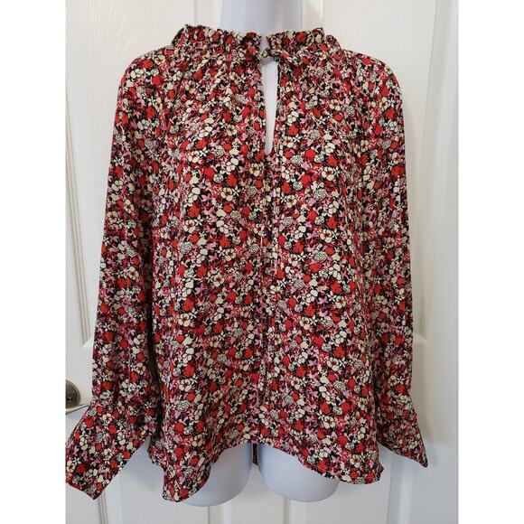 Sanctuary Floral Print Ruffle neck blouse Stitch Fix Size 1XL Cottagecore Office - Picture 5 of 8